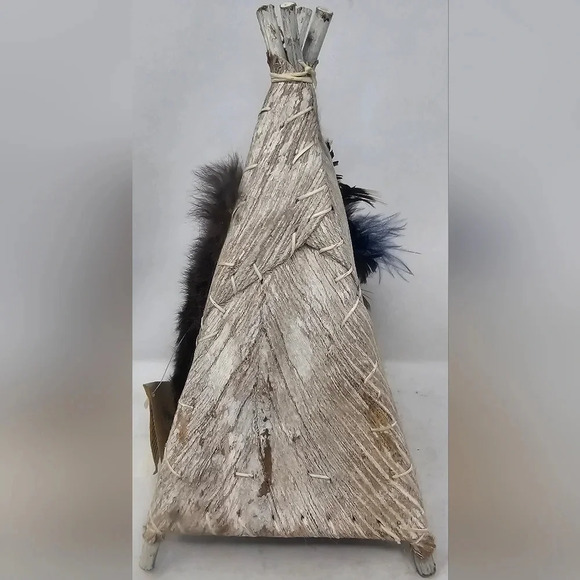 Vintage Natural Wonders Handmade Mini  Native American Indian Teepee Wigwam Fur - Picture 3 of 14
